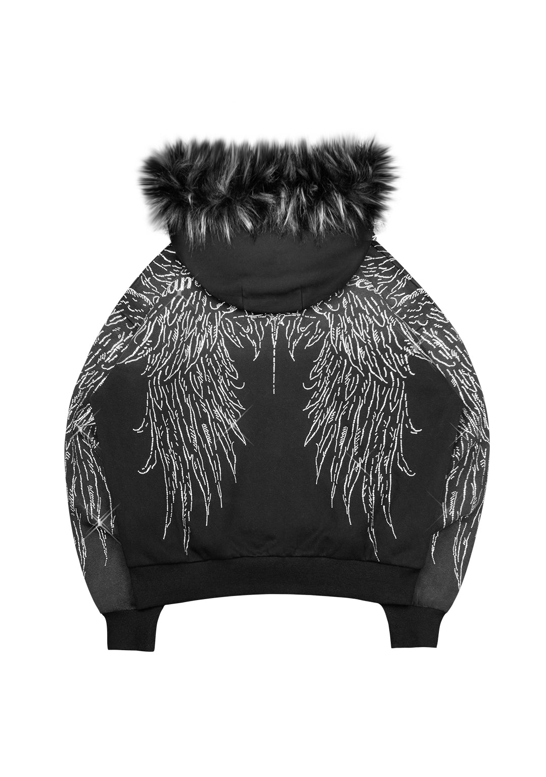FALLEN FAUX FUR RHINESTONE ZIP HOODIE (DETACHABLE FUR)
