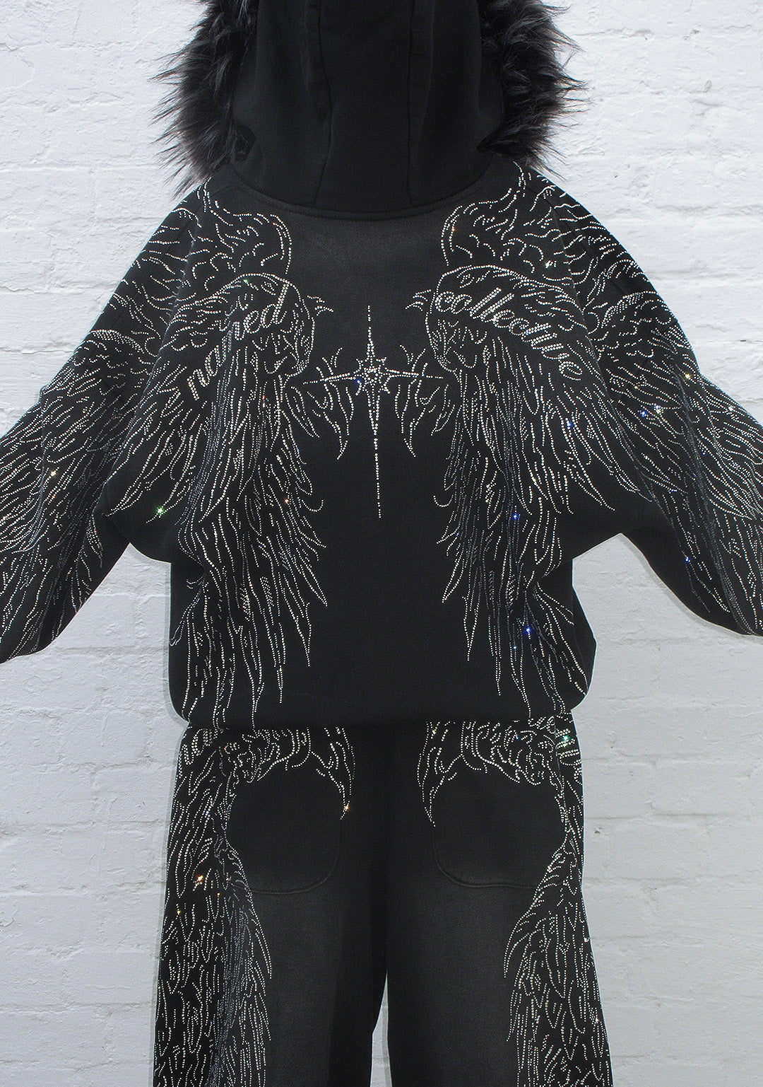 FALLEN FAUX FUR RHINESTONE ZIP HOODIE (DETACHABLE FUR)