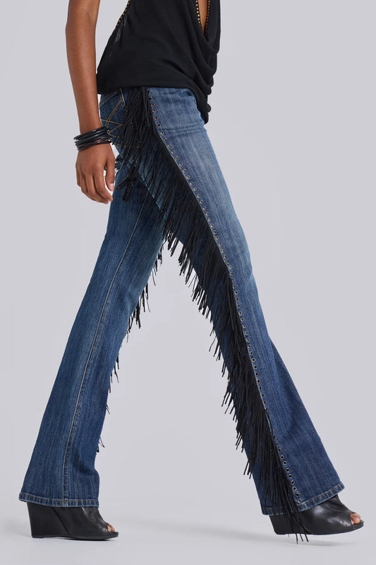 Fringe Bootcut Jeans in Blue Wash